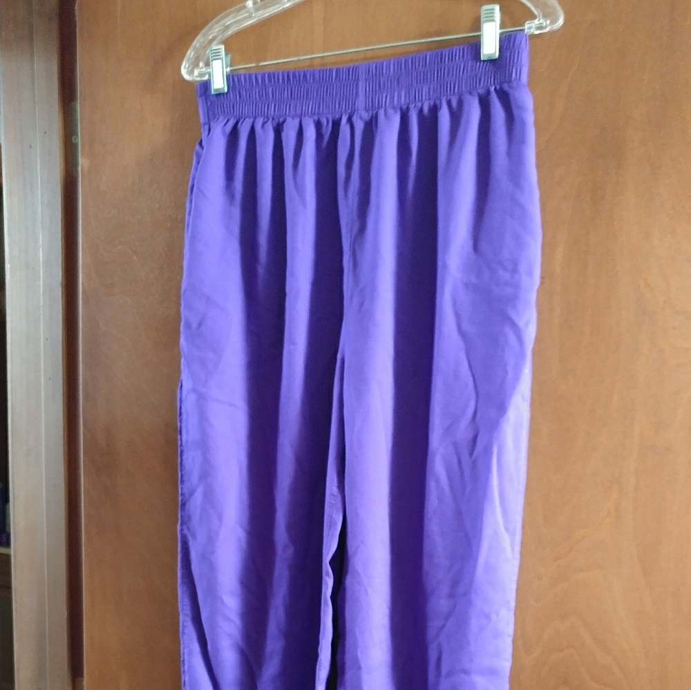 Purple poly/satin pants sz . medium